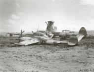 Asisbiz 44 24850 P 38L Lightning 5AF 475FG431FS damaged during a Jap bombing raid Mindoro Philippines 1945 01