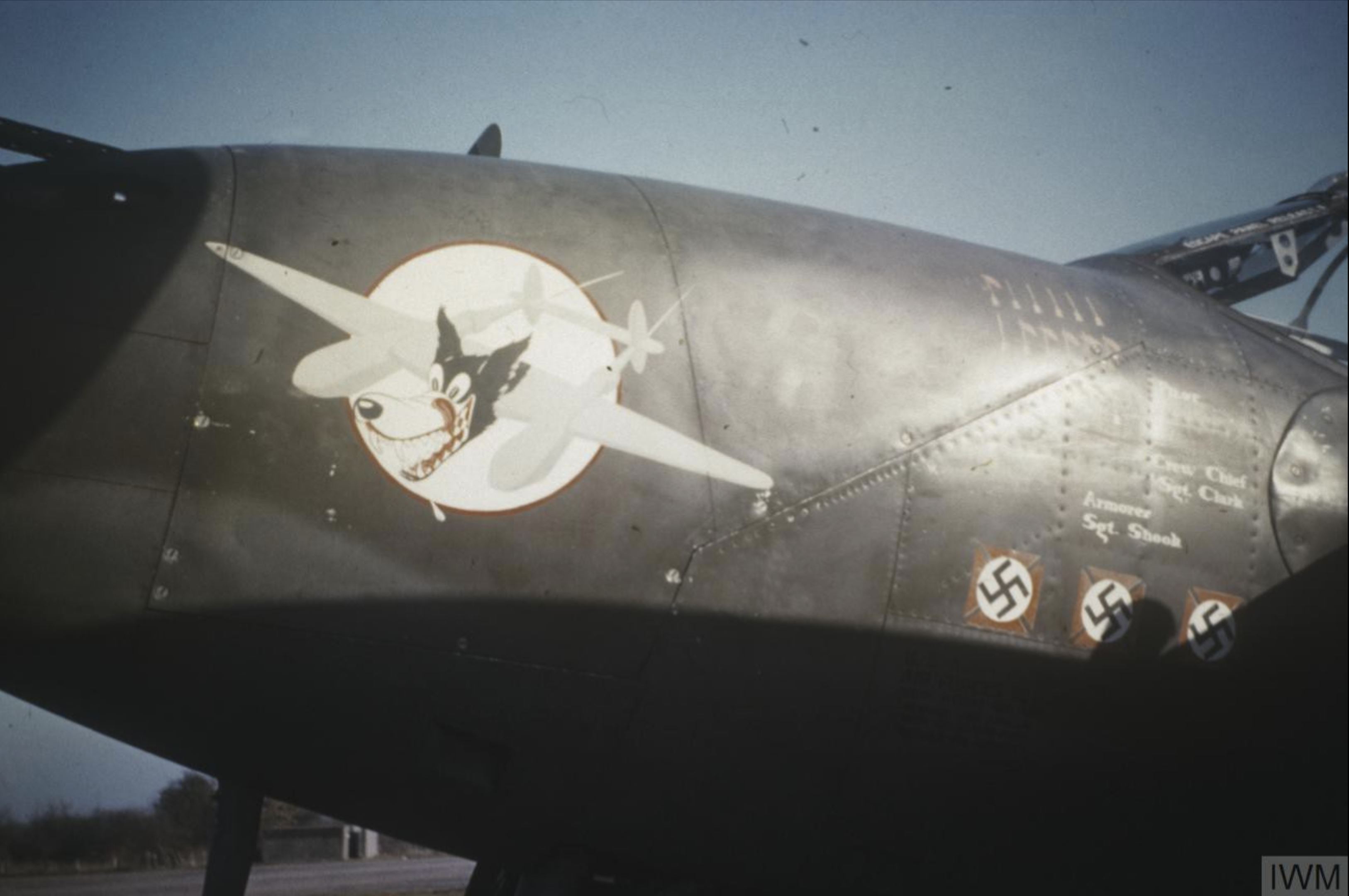 42-67020 P-38H Lightning 8AF 55FG38FS CG flying wolf Maj Milton Joel at Nuthampstead ltr KIA 29th Nov 1943 MACR 1429 FRE5514