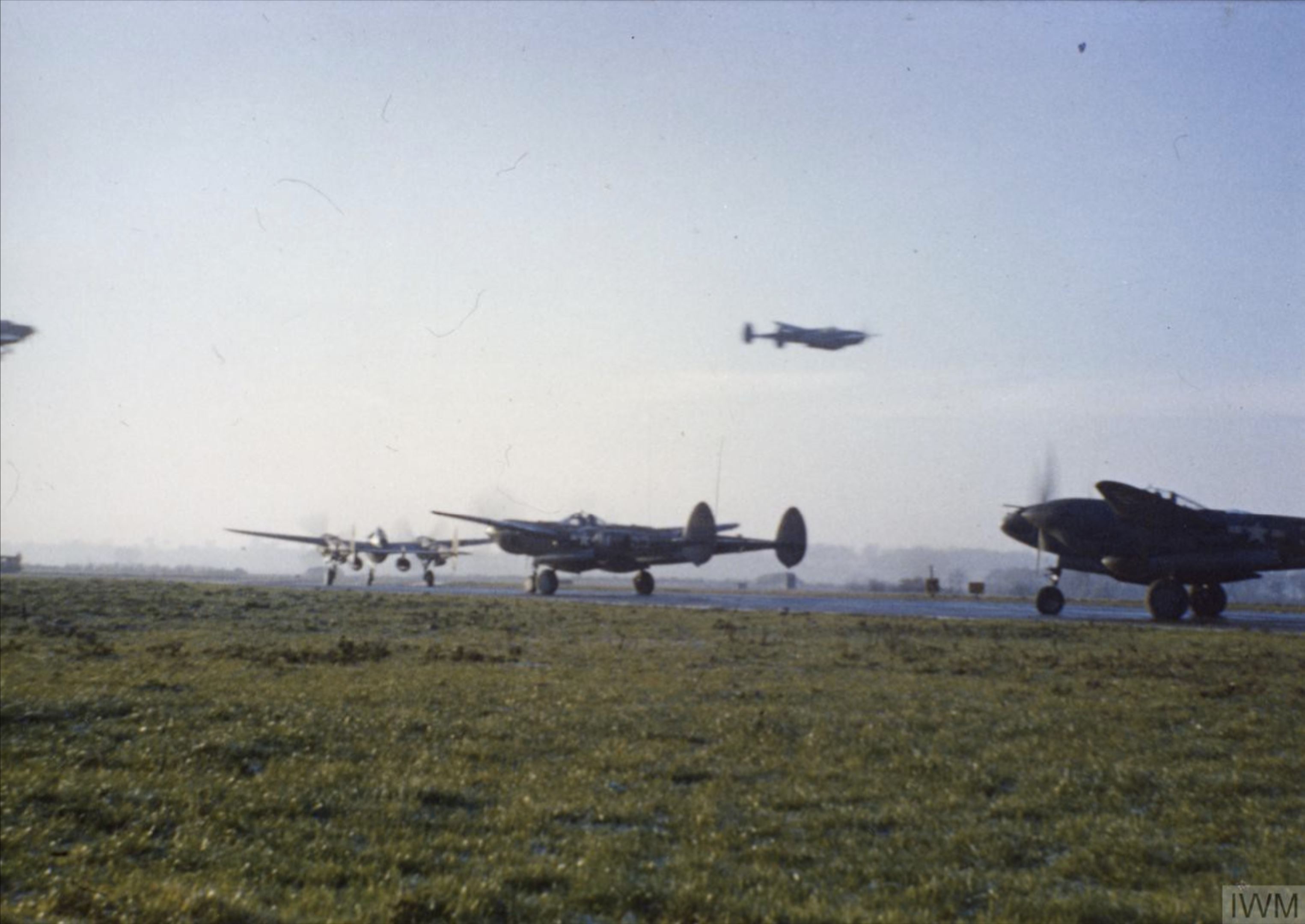 Lockheed P-38H Lightning 8AF 55FG38FS CG line up for take off at Nuthampstead IWM FRE12817