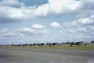 Asisbiz USAAF F 5 Lightning 8AF 7PG line up at Mount Farm IWM COL483