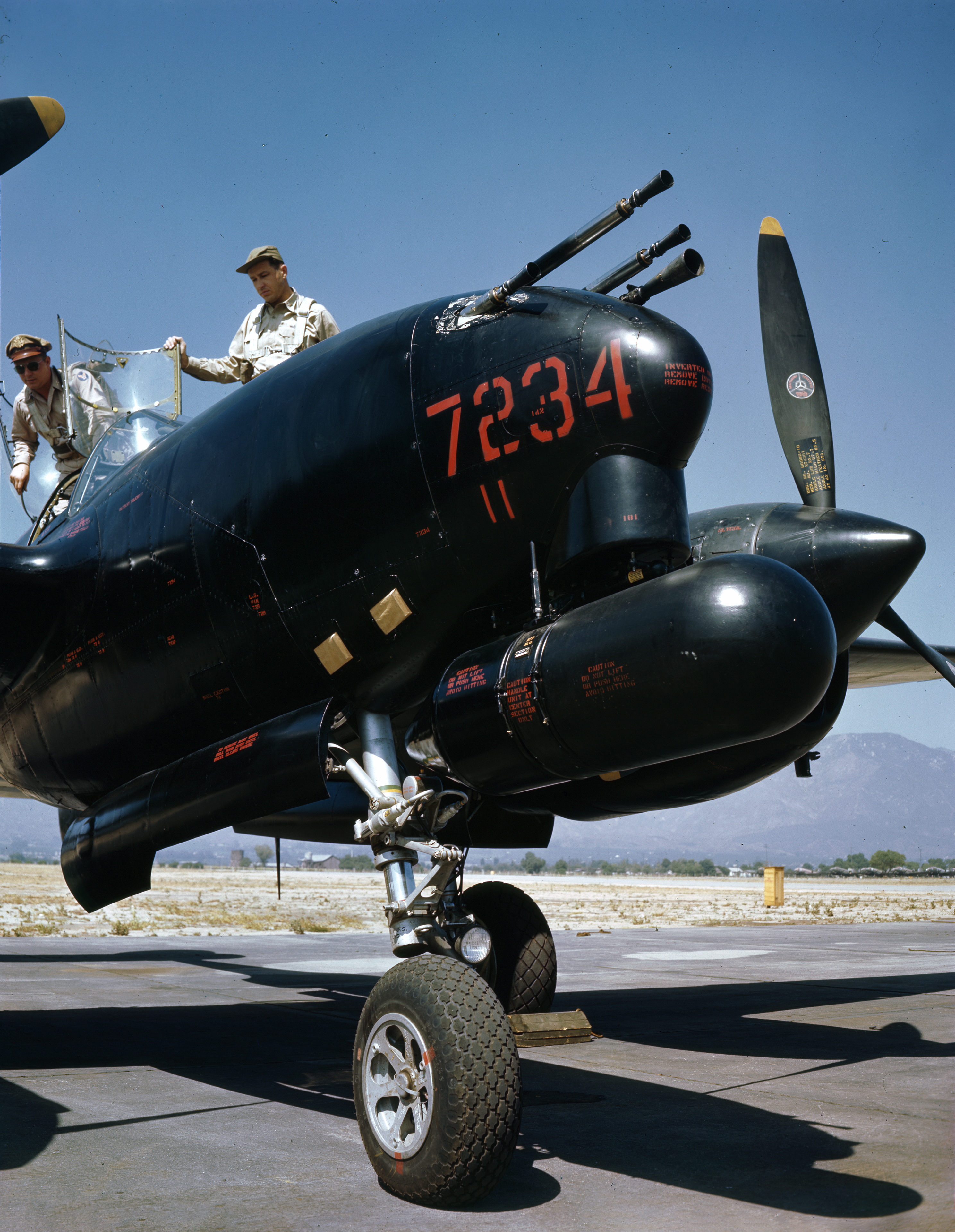 44-27234 Lockheed P-38M Night Fighter radar equipped night fighter nose section Sep 1945