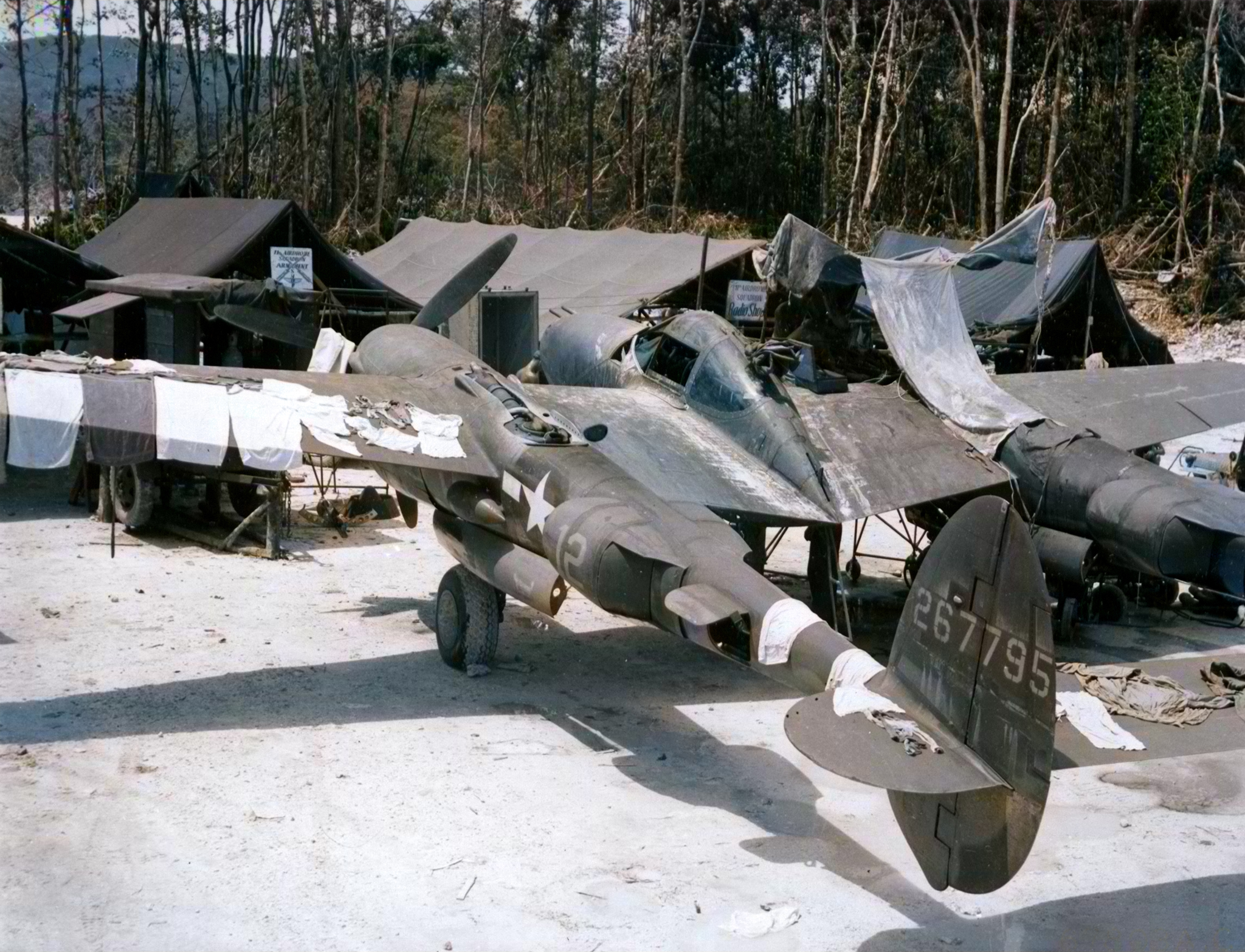 42-67795 P-38J Lightning 13AF 18FG44FS on Guadalcanal Solomon Islands in early 1944 NA815