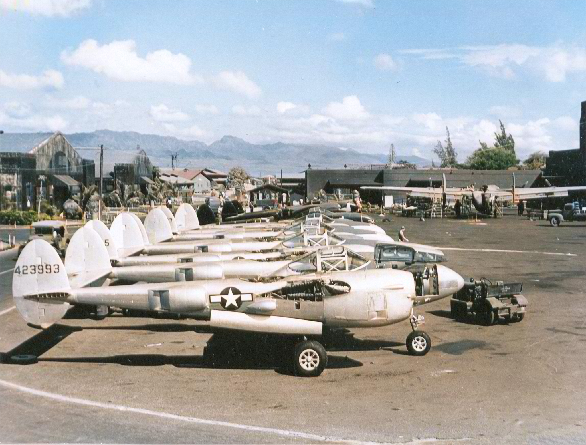 44-23993 P-38L Lightning factory fresh from USA at Hickam Field Oahu Hawaii NA950