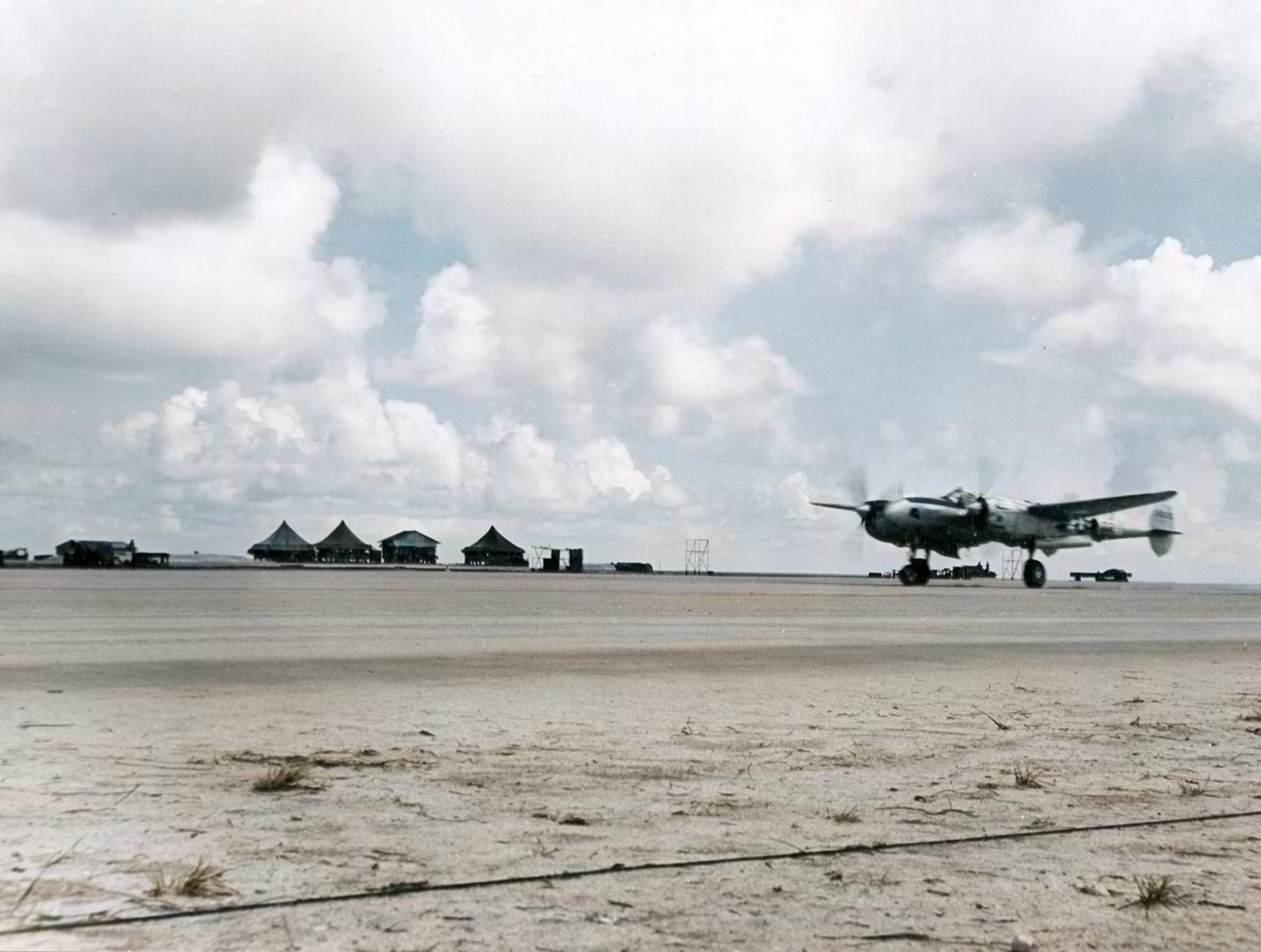 Lockheed F-5A Lightning 7AF taking off at Ewajalein Marshall Islands 5th July 1944 NA291
