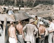 Asisbiz 43 2264 P-38G Lightning 13AF 347FG339FS Miss Virginia Lt DW Livsey belly landed damaged at Vella Lavella 18th April 1943 02