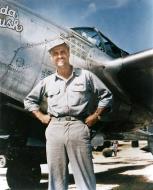 Asisbiz American 13AF 347FG44FS P-38 ace Maj Robert B Westbrook CO after his 17th victory 30th Sep 1944 NA1170