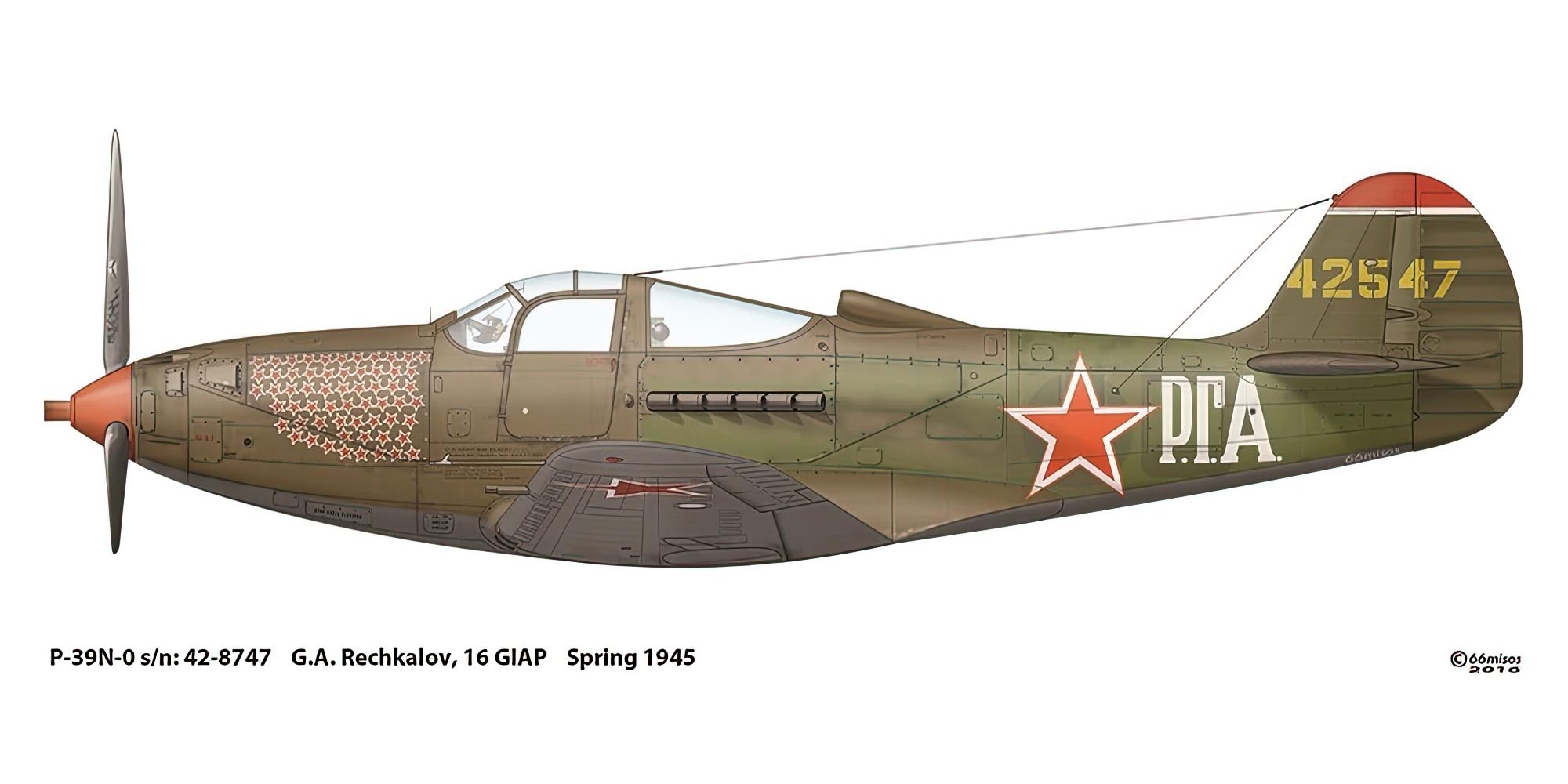 42 8747 Bell P 39N Airacobra 16GIAP flown by Guard Captain Grigoriy Andreevich Rechkalov Germany Spring 1945 0D