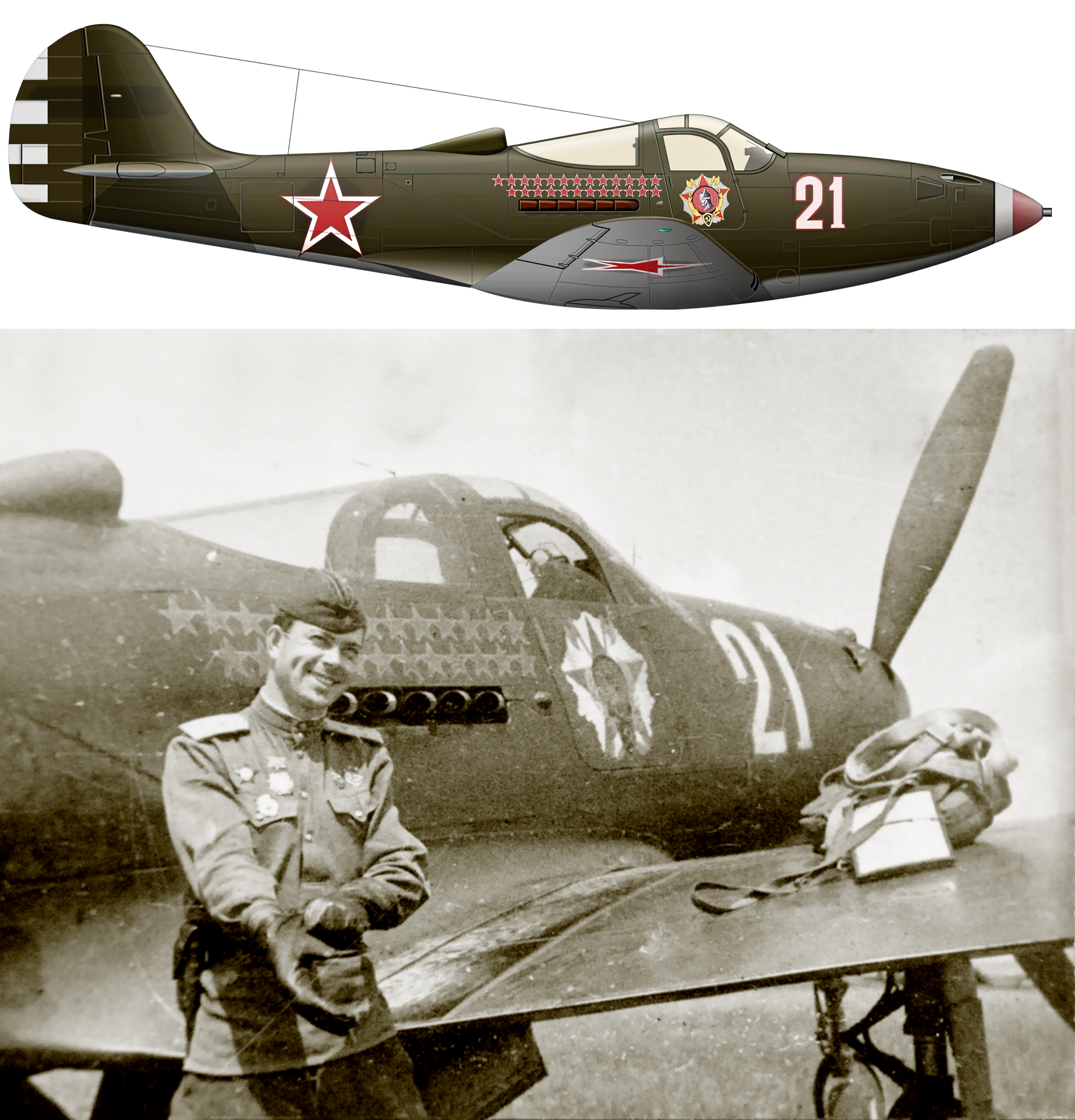 Bell P 39N Airacobra 69GvIAP 304IAD White 21 Fyodor Ivanovich Shikunov Ukrainian Front 1944 05