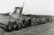 Asisbiz Bell P 39 Airacobra 102GvIAP 7IAK line up during a unit ceremony Leningrad Front 1944 01