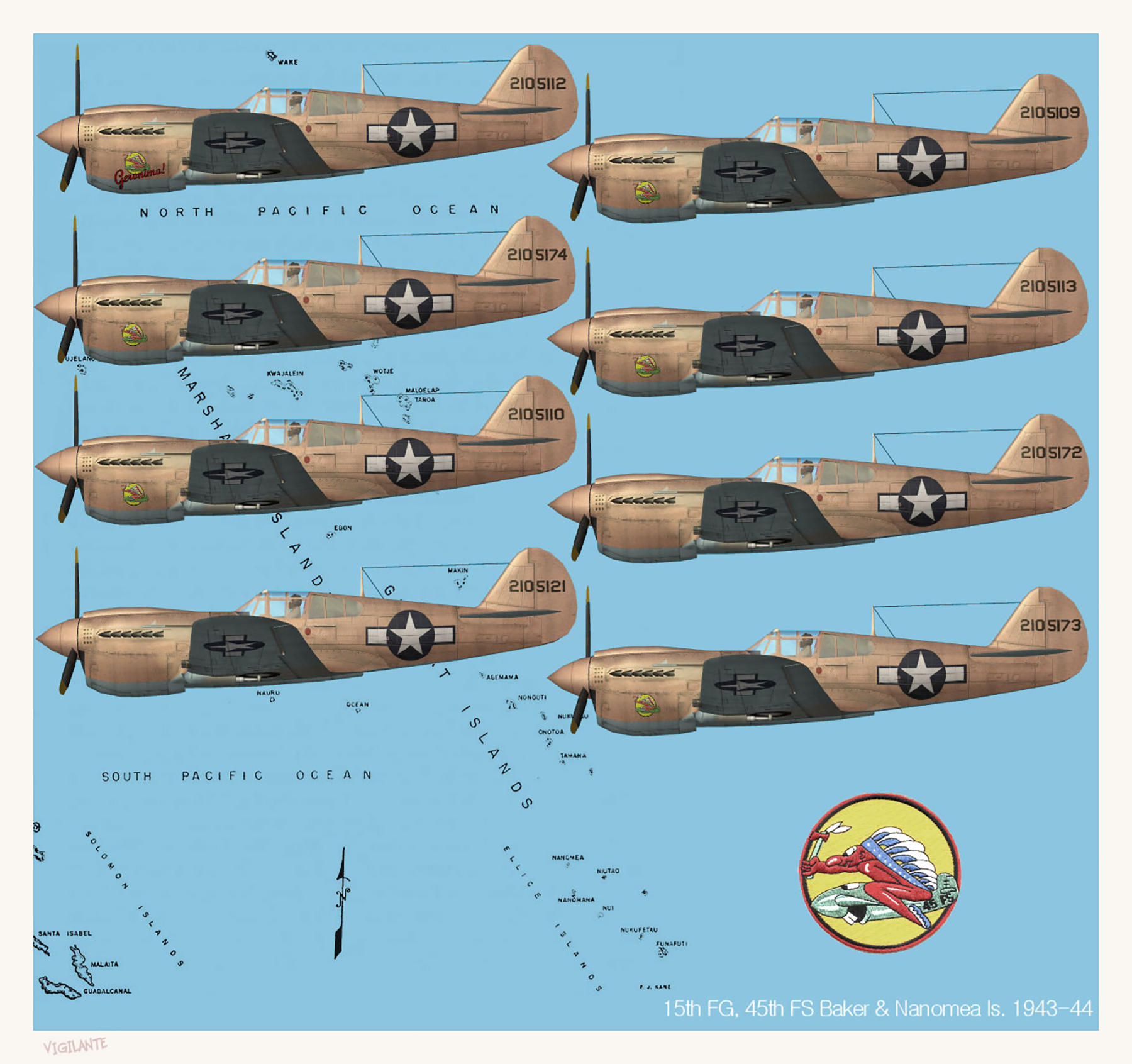 Curtiss P 40N Warhawk 15FG45FS Butler 109 Gilbert Islands 1944 V0A