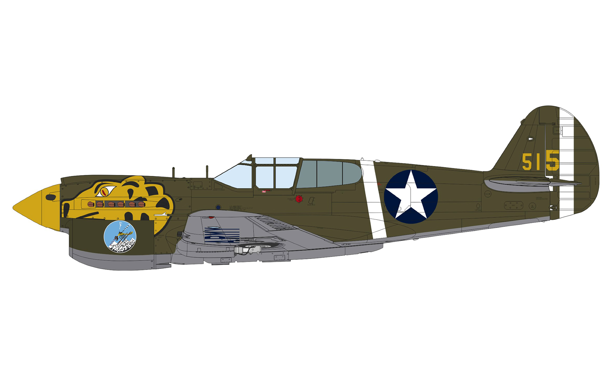 Curtiss P 40E Warhawk 343FG11FS Aleutian Tigers Yellow 585 Adak Alaska 1942 eduard 0A