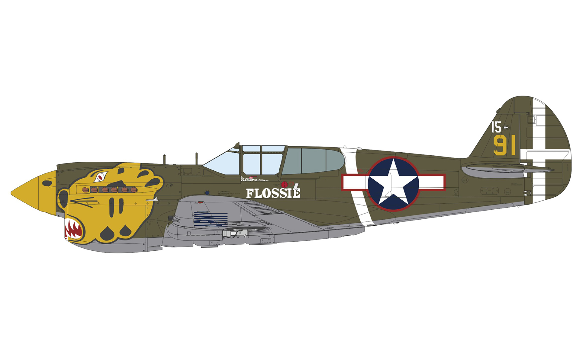 Curtiss P 40E Warhawk 343FG11FS Yellow 91 Flossie at Atoll Kiska Aleuutian Islands summer 1943 eduard 0B