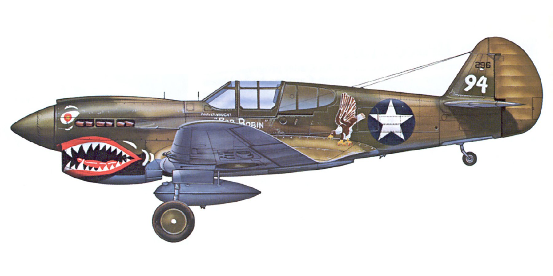 Curtiss P-40E Warhawk 49FG9FS White 94 Robert H Vaught named Bobs Robin Darwin Australia 1942 0A