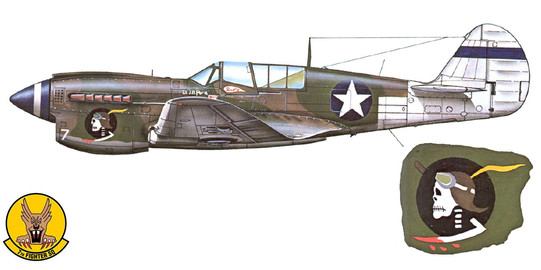 Asisbiz Curtiss P-40N Warhawk 49FG7FS White 7 Joel Paris New
