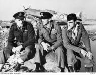 Asisbiz Aircrew RAAF 450Sqn L to R FLt Ray Hudson SqnLdr Kenneth Sands CO and FLt Colin Robertson at Rome 1944 AWM 129024