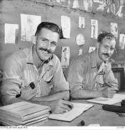 Asisbiz Aircrew RAAF 76Sqn FSgt William J Nugent and PO James Steward at Momote Los Negros Apr 1944 AWM OG1797