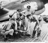 Asisbiz Aircrew RAAF pilots and P 40 aircraft foreground New Guinea AWM 016222