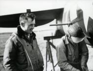 Asisbiz Aircrew USAAF 56FG Col Hubert Zemke watches a mechanic work on his P 47 at Boxted Jun 1944 FRE12454