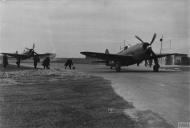 Asisbiz P 47 Thunderbolt 56FG line up for take off 11 Mar 1943 IWM FRE2641