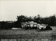 Asisbiz P 47D Thunderbolt 56FG63FS UNB Lt Elliott mid air collision with a 394BG B 26 Marauder over Debach airfield 17th May 1944 01
