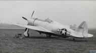 Asisbiz 42 7921 P 47D Thunderbolt 8AFHQ ltr ground looped and destroy by fire near Bovingdon by Frank L Robertson 20th Dec 1943 FRE14330