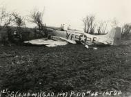 Asisbiz 44 14564 P 51D Mustang 355FG358FS YFE Capt Grant A Seeley Jr badly damaged in crash landing 3rd Jan 1945 FRE12214
