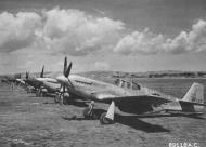 Asisbiz 43 7107 P 51B Mustang 14AF 23FG aircraft lined up at a base In China 16th Aug 1944 01