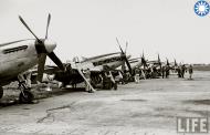 Asisbiz Chinese ROC P 51D Mustangs lined up at a base in China 1945 01
