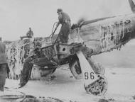 Asisbiz 44 63474 P 51D Mustang 7AF 15FG45FS 86 Foxy hit by another landing P 51 Iwo Jima 10th Mar 1945 02
