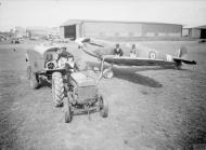 Asisbiz Fleet Air Arm Seafire X4652 being refuelled at the Fleet Air Arm airfield at Yeovilton Somerset IWM A19099