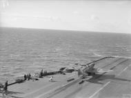 Asisbiz Fleet Air Arm 885NAS Seafire II 06A warming up its engine for take off from HMS Formidable Mediterranean IWM A14213
