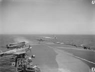 Asisbiz Fleet Air Arm 885NAS Seafire VbTrop K MB345 aboard HMS Formidable and destroyer HMS Venomous IWM A17083
