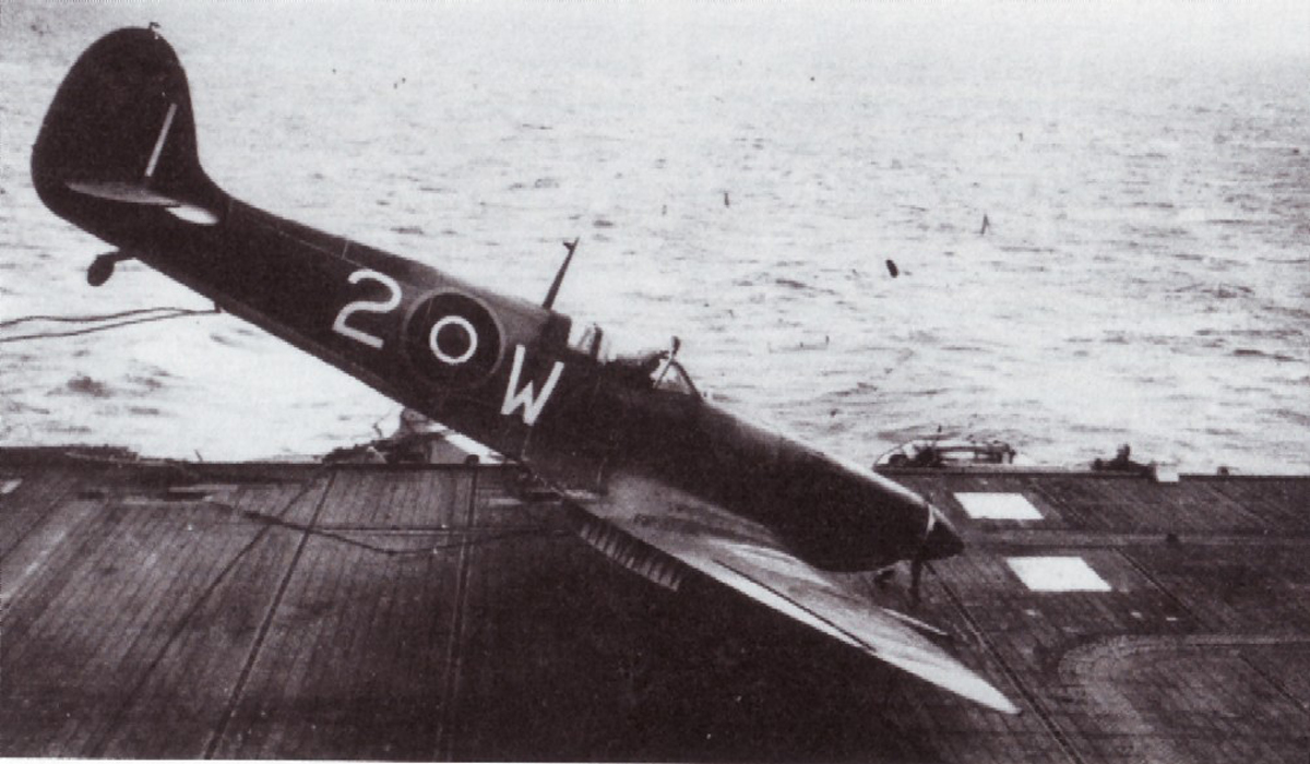 Fleet Air Arm Seafire White 2W landing mishap 01