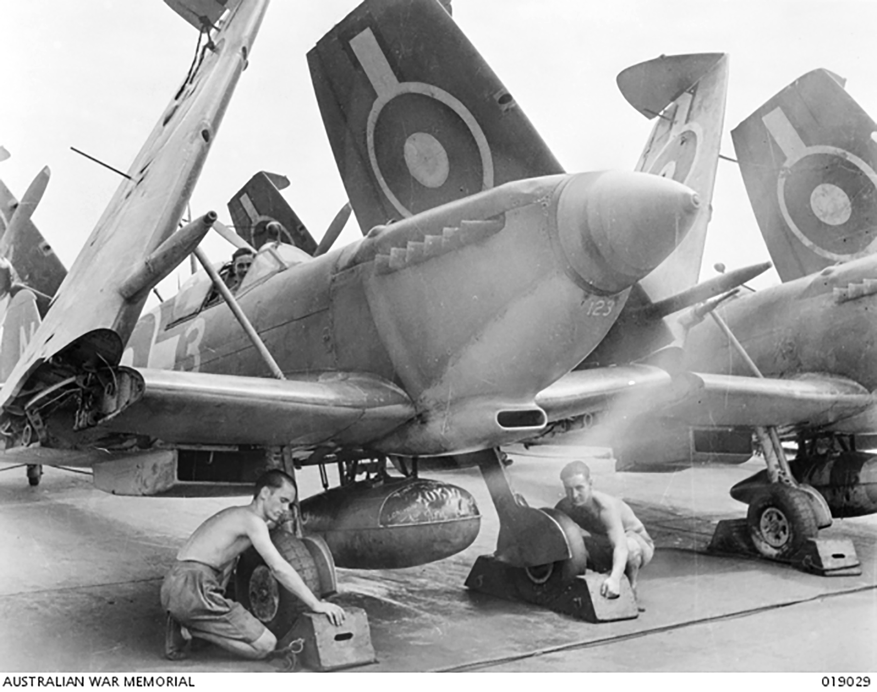 Fleet Air Arm Seafires aboard HMS Implacable Pacific Ocean 1945 AWM 019029