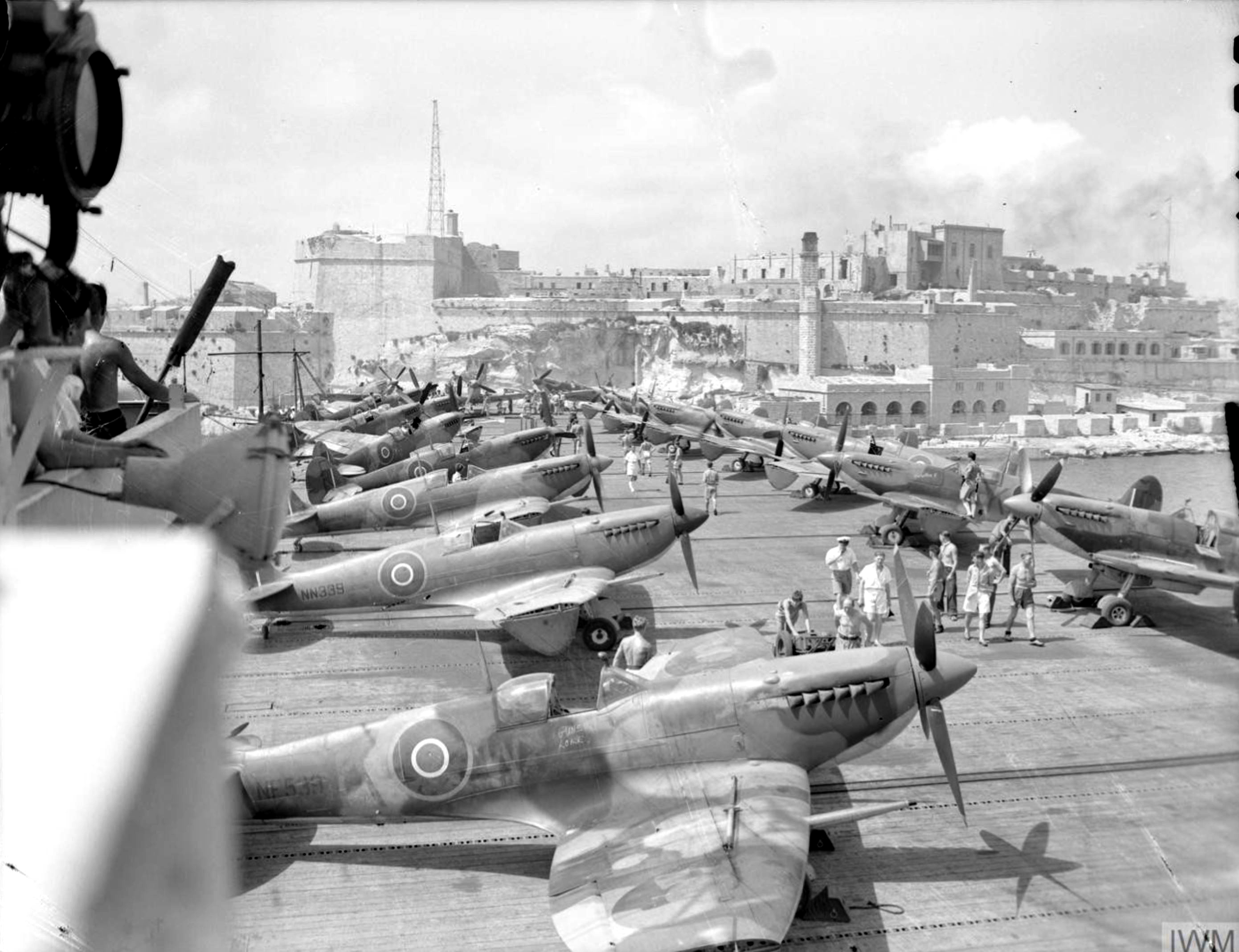 Pedestal Fleet Air Arm 899NAS Seafire III NF539 aboard HMS Khedive Grand Harbour Valletta Malta Jul 1944 IWM A25400