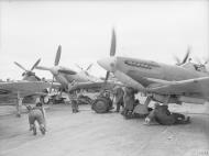 Asisbiz Fleet Air Arm 880NAS Seafire preparing for take off from HMS Furious Aug 1944 IWM A25075