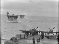 Asisbiz Fleet Air Arm 884NAS Seafires aboard HMS Victorious with carriers HMS Biter and HMS Avenger IWM A12577