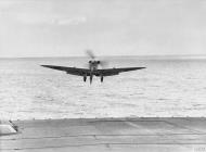 Asisbiz Fleet Air Arm Seafire landing aboard HMS Victoriuos Scotland 23 25th Sep 1942 IWM A12122