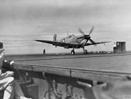 Asisbiz Fleet Air Arm Seafire taking off from HMS Hunter off Salerno Bay Sep 1943 IWM A19536
