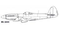 Asisbiz Aircraft profile Spitfire Mk22 24 blue print scale drawing 0A