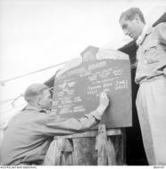 Asisbiz Aircrew RAAF 451Sqn Gaggle board FO George Herbert Purdy n WO JA Barrington at France Aug 1944 AWM MEA1951