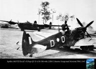 Asisbiz Spitfire MkVIII RAAF 452Sqn QYD A58 500 with 22BG Liberator foreground Mortotai PNG 1945