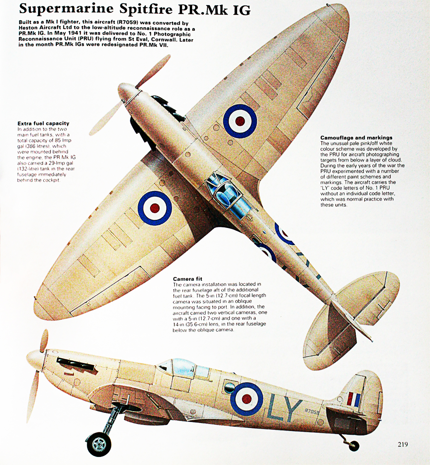 Spitfire PRIG RAF 1PRU LY R7059 St Eval Cornwall England 1941 0A