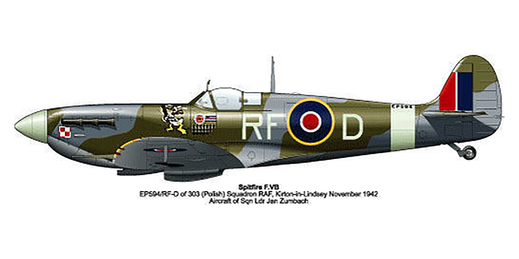 Asisbiz Spitfire Mkvb Raf 303 Polish Rfd Jan Zumbach En951 Kirton In