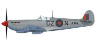 Asisbiz Spitfire HFVIII RAF 32Sqn GZN JF364 at Foggia Italy 1944 profile by Eduard 0A