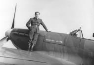 Asisbiz Aircrew RAF 611Sqn FLt Barrie Heath on the wing of Spitfire IIa P7883 named Grahame Heath named after his brother 1940 01