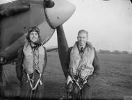 Asisbiz Aircrew RAF 71Sqn POff GA Daymond (L) and Flight Lt CG Peterson based at North Weald Essex IWM CH3738