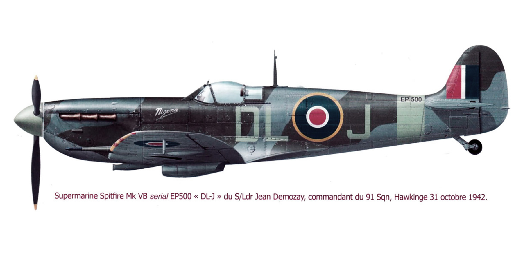 Spitfire MkVb RAF 91Sqn DLJ Jean Demozay EP500 Hawkinge 31st Oct 1942 0A