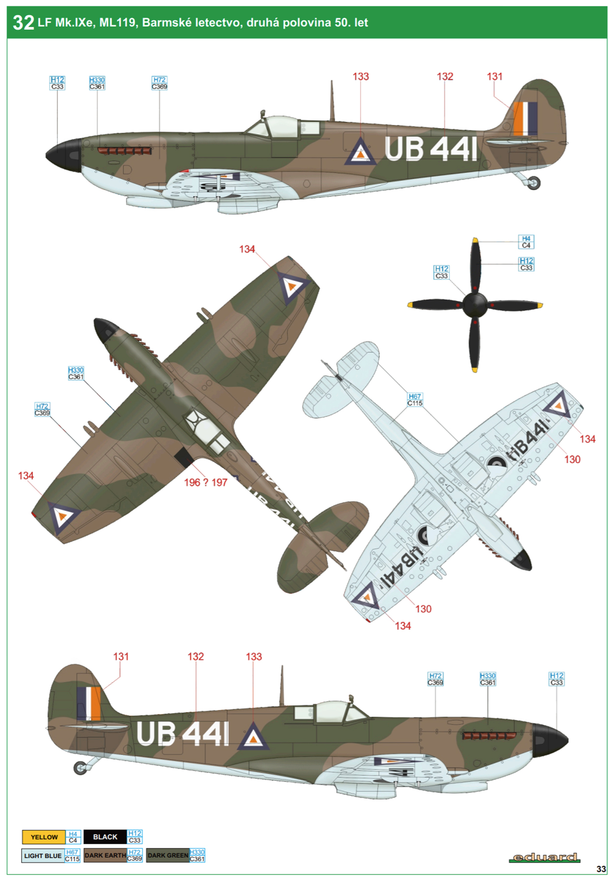 Spitfire LFIXe Burmese Air Force UB441 ML119 Rangoon 1950 0B