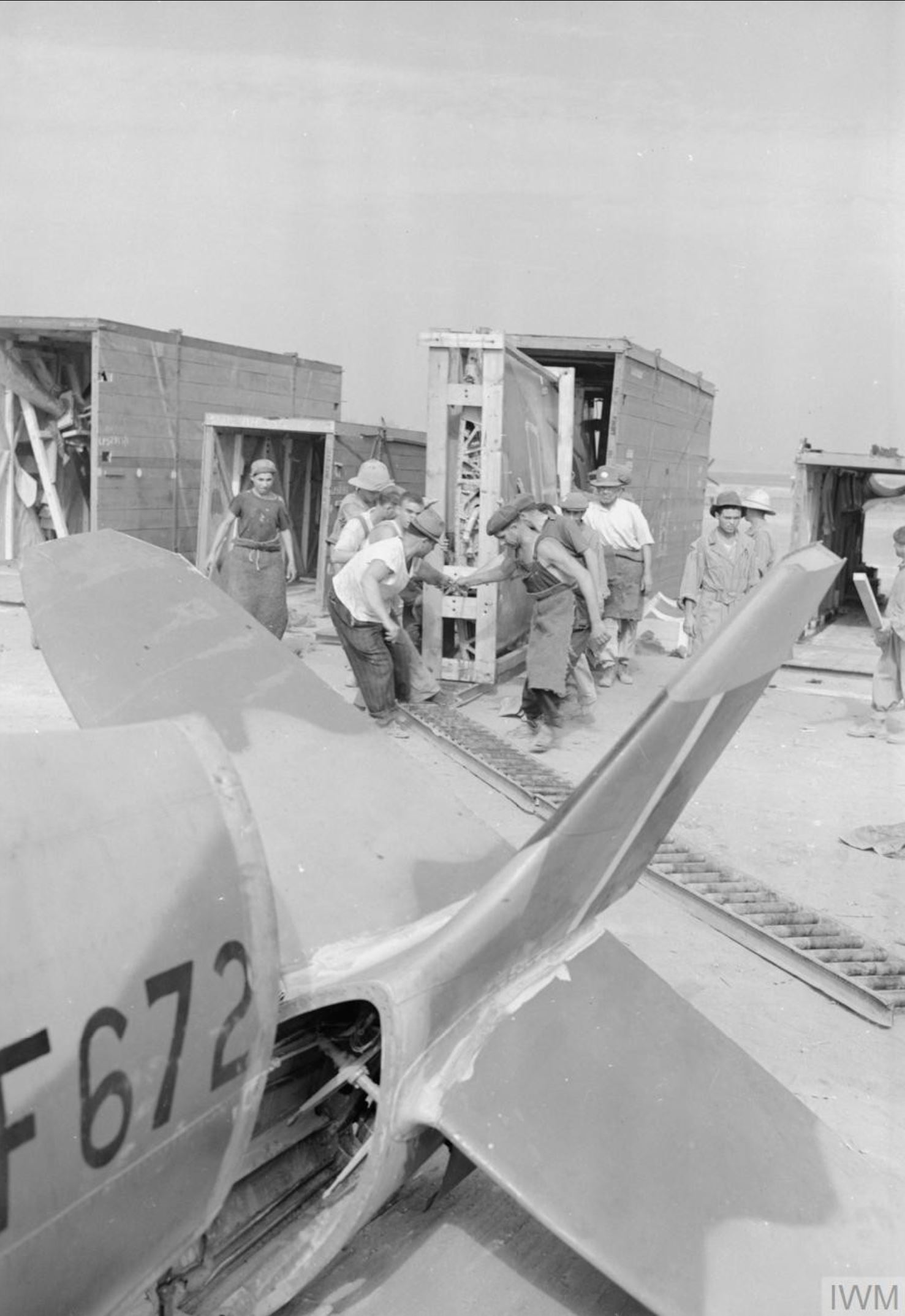 Spitfire MkVIII RAF 145 Maintenance Unit JF672 at Casablance Morocco IWM CNA2184